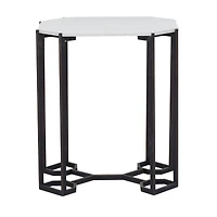 18" White Iron Contemporary Accent Table