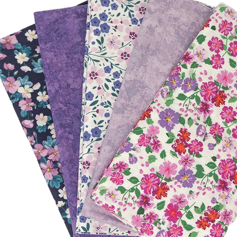 SINGER Spring Purple Floral Cotton Fabric Bundle