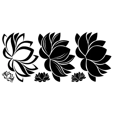 RoomMates Black Line Art Lotus Peel & Stick Giant Wall Decal Set