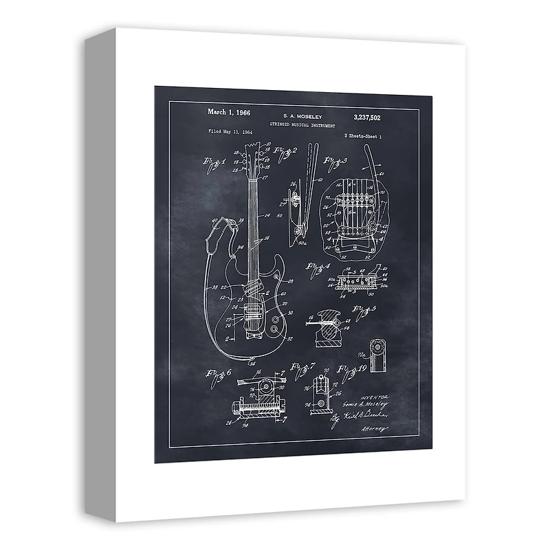 Guitar Patent 12" x 16" Canvas Wall Art