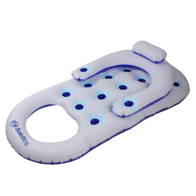 Solstice 68" Blue & White Inflatable Pool Lounger Float