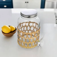 Hello Honey® 5.5qt. Glass Beverage Dispenser with Natural Woven Seagrass Sleeve