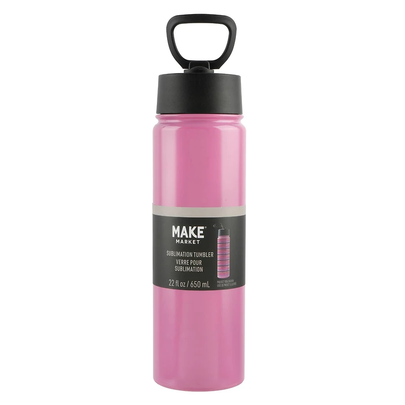 22oz. Stainless Steel Sublimation Water Bottle with Travel Lid by Make Market