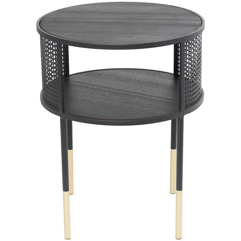 21" Black Metal Open Grid Frame Accent Table