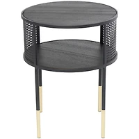 21" Black Metal Open Grid Frame Accent Table