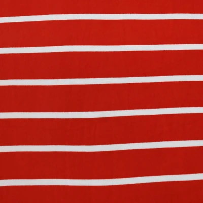 Fabric Merchants White Stripes on Double Brushed 4-Way Stretch Fabric