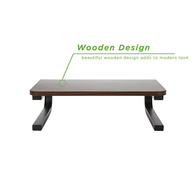 Mind Reader Brown Wood Top Monitor Stand Organizer