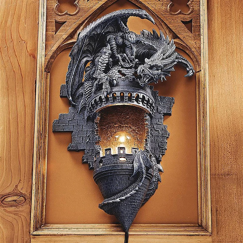 Design Toscano 17" Dragon's Castle Lair Illumimated Wall Sconce