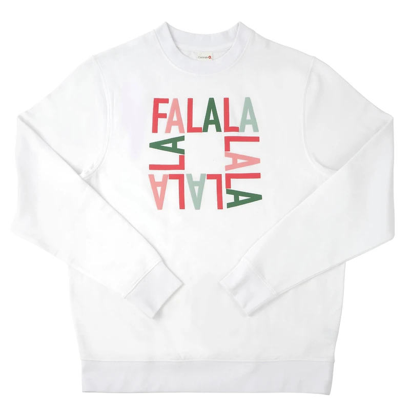 White Fa-La-La Adult Crew Neck Sweatshirt by Celebrate It