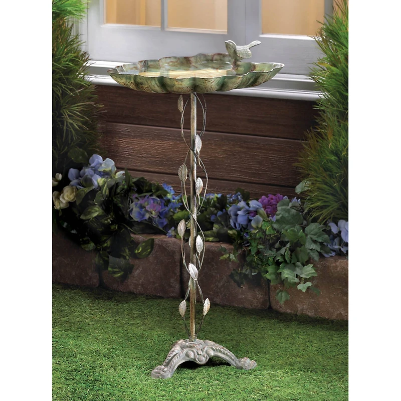 27.5" Verdigris Leaf Birdbath