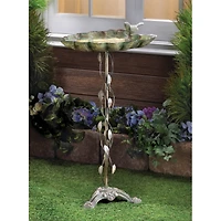 27.5" Verdigris Leaf Birdbath