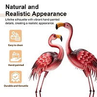 Glitzhome® Metal Standing Flamingo Garden Statue with Stakes Set