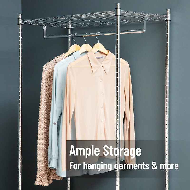 Mind Reader Heavy Duty Rolling Garment Rack with Adjustable Bar, Chrome