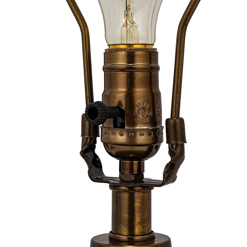 Hello Honey® 2ft. Green Glass Table Lamp with White Drum Shade