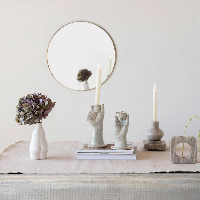 Hello Honey® 4" Beige Marble Taper Holder