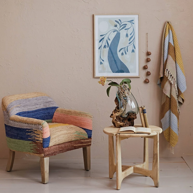 Hello Honey® 21.5" Natural Mango Wood Table with Interlocking Base & Bleached Finish