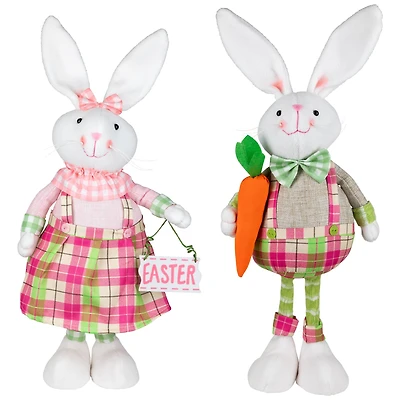 19" Bunny Rabbit Figurines with Easter Sign Spring Décor, 2ct.