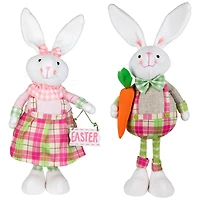 19" Bunny Rabbit Figurines with Easter Sign Spring Décor, 2ct.