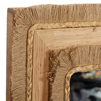 36" Brown Bohemian Style Wood Wall Mirror