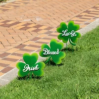 Glitzhome® 36.75" St. Patrick's Metal Shamrock Yard Stake Set