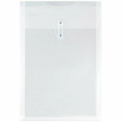 JAM Paper 10.5" x 14.5" Clear Plastic Button String Open End Envelopes, 12ct.