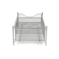 Mind Reader Silver 3-Compartment Pull-Out Sliding Organizing Drawer Storage Basket