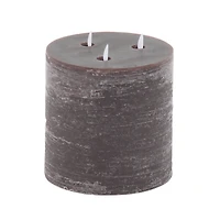 Brown Traditional Wax Flameless Pillar Candle Set