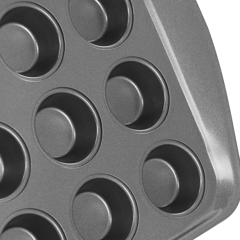 Gibson Baker's Friend Gray 24 Cup Nonstick Steel Mini Muffin Pan
