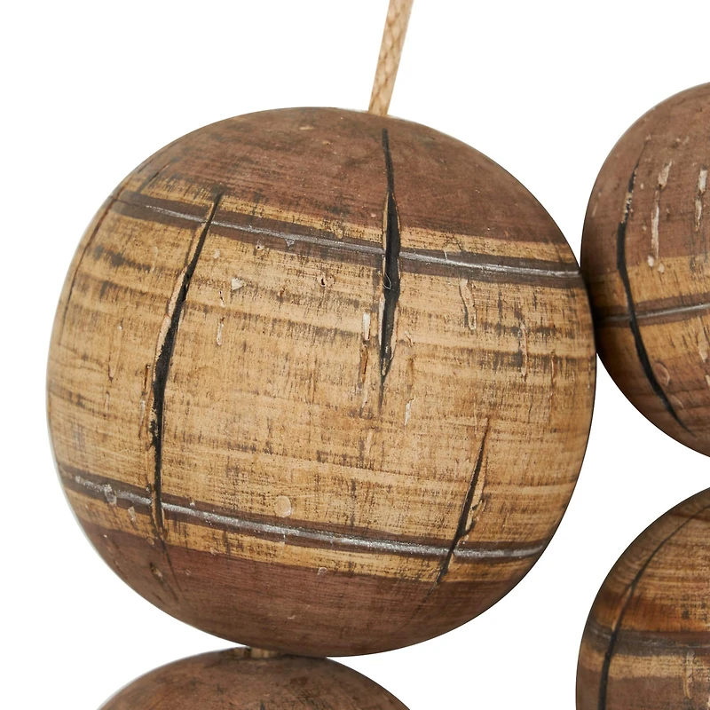 Distressed Brown Handmade Striped 6 Strung Buoy Wall Décor