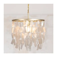 Hello Honey® Marina Round Gold Metal & Natural Capiz Chandelier Style Pendant Ceiling Light