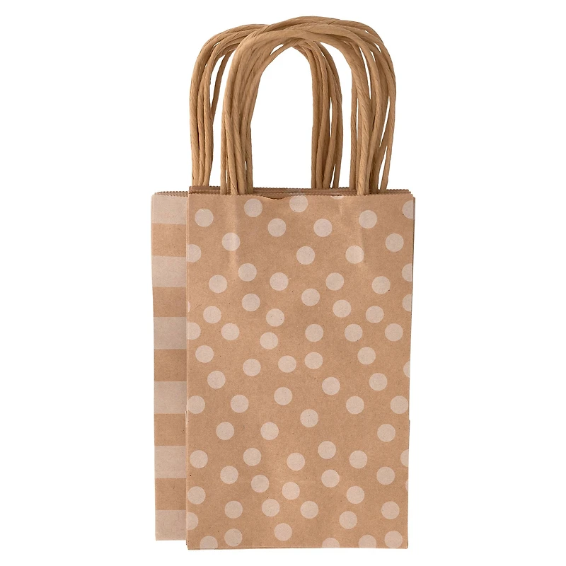 6 Packs: 13 ct. (78 total) Small Kraft Dots & Stripes Gift Bags by Celebrate It™