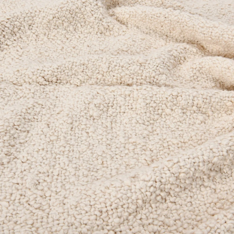 Hello Honey® Cream Cotton Blend Bouclé Throw with Fringe