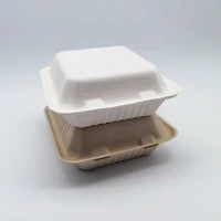 9" Natural Beige Single-Compartment Hinged Compostable Take Out Containers, 200ct.