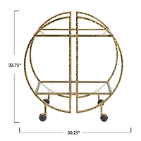 Hello Honey® Modern Hammered Brass Round Bar Cart