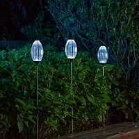 Glitzhome® 36" Solar Powered Oval Flower Stake Light with Stainless Steel Poles, 3ct.