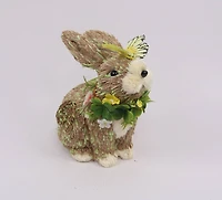 8" Easter Bunny with Butterfly Straw Figurine