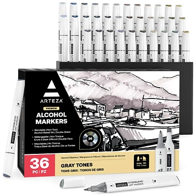 Arteza® Gray Tones Dual Tip Alcohol Marker Set