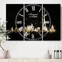Designart 'Paris Dark Silhouette Mediterranean Multipanel Wall Clock