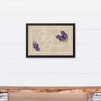 Give Grace Lavendar On Burlap 12" x 18" Black Floating Framed Canvas