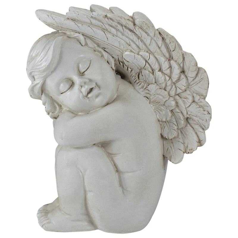 7" Heavenly Gardens Gray Left Facing Sleeping Cherub Angel Outdoor Garden Statue