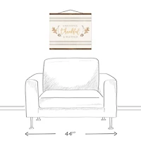 Grateful Thankful Blessed Stripes Teak Hanging Canvas