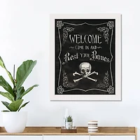 Come in & Rest Your Bones White Framed Print Wall Art