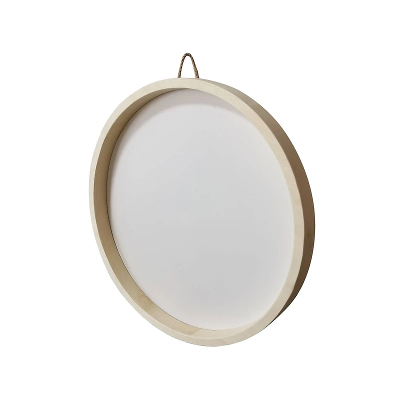 12" Round White Plaque with Natural Frame by Make Market®