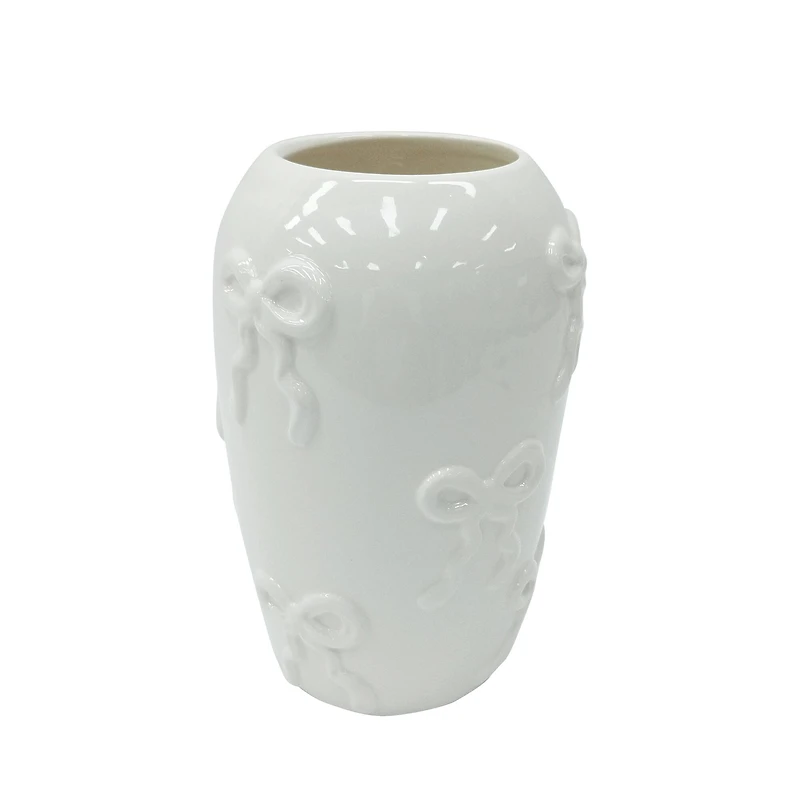 7.25" White Bow Ceramic Vase by Ashland®