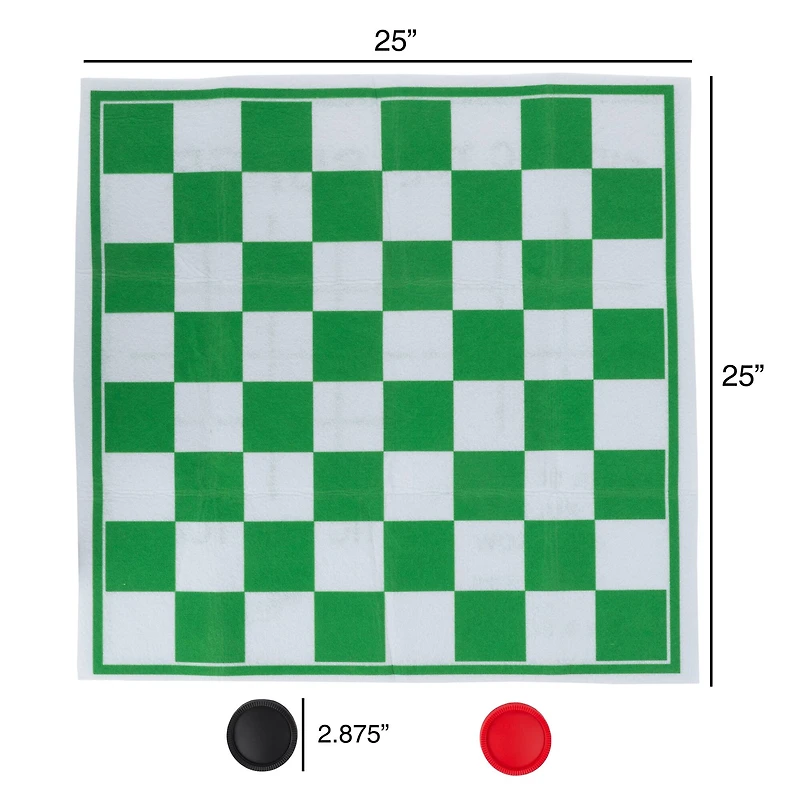 Toy Time Giant Checkers & Tic Tac Toe Reversible Game Rug