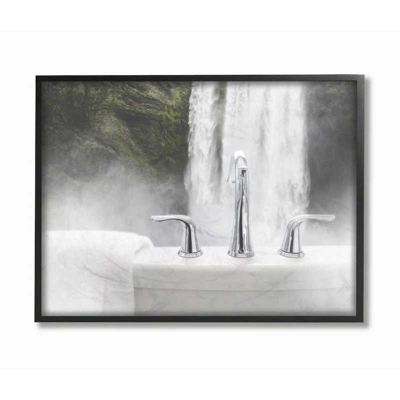 Stupell Industries Waterfall Bath Time Bathroom Framed Wall Art