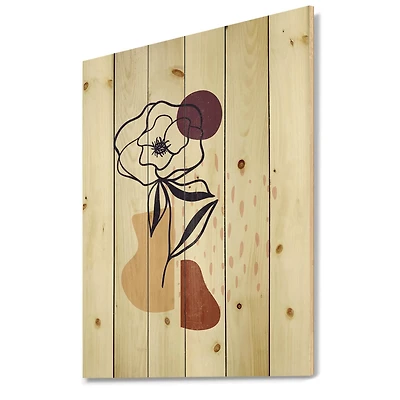 Designart - Vintage Flower With Minimalist Shapes I