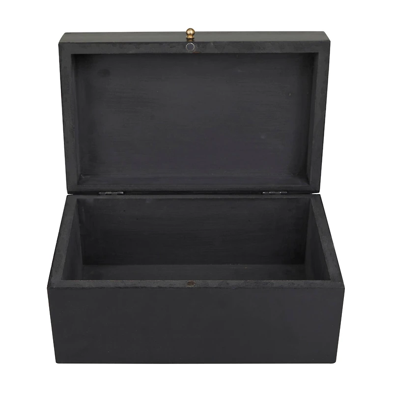 Novogratz Black Wood Intricate Carved Box with Hinged Lid Set