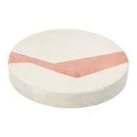 Hello Honey® Off-White and Terracotta Round Sandstone Coaster Set with Abstract Design