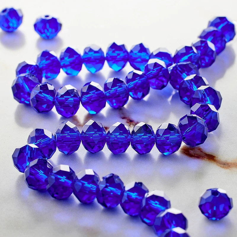 Sapphire Glass Rondelle Beads, 8mm by Bead Landing™